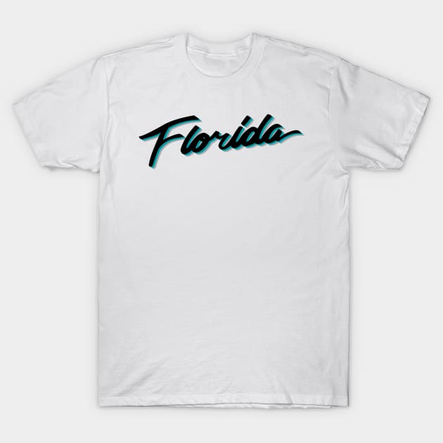 Florida Vice Black Teal Gray T-Shirt by Fish & Cats Shop